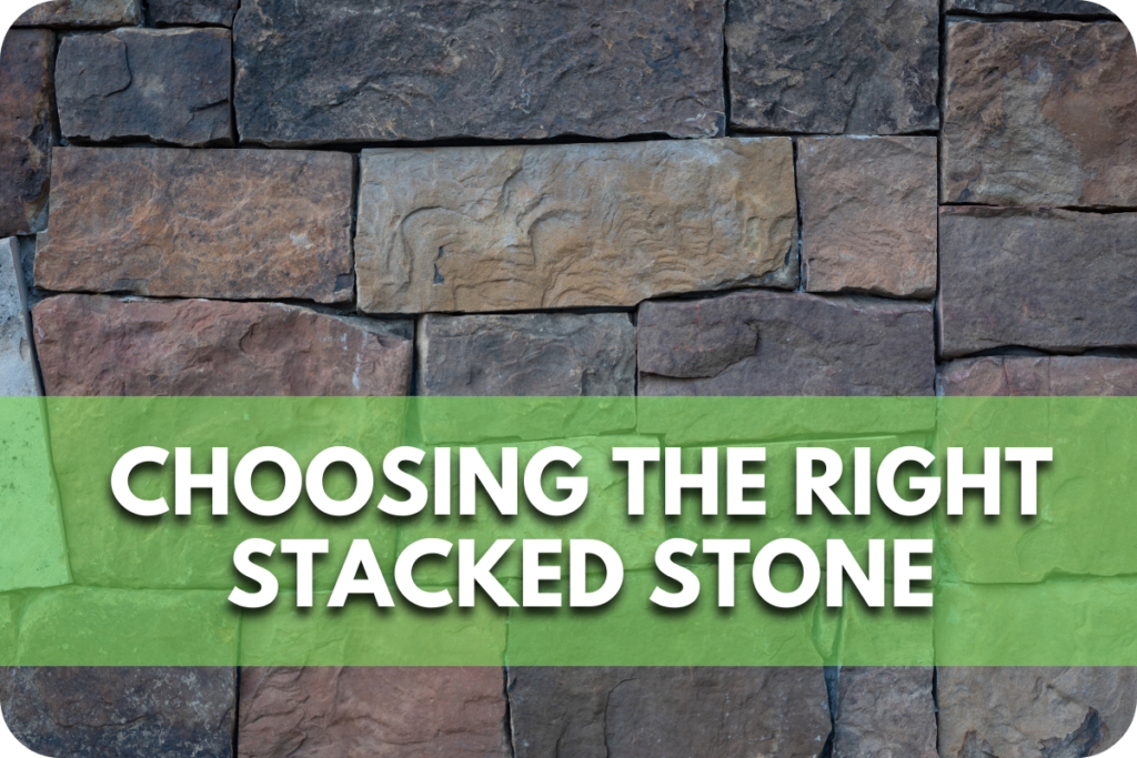 Samples of stacked stone in various colours and finishes displayed for selection.