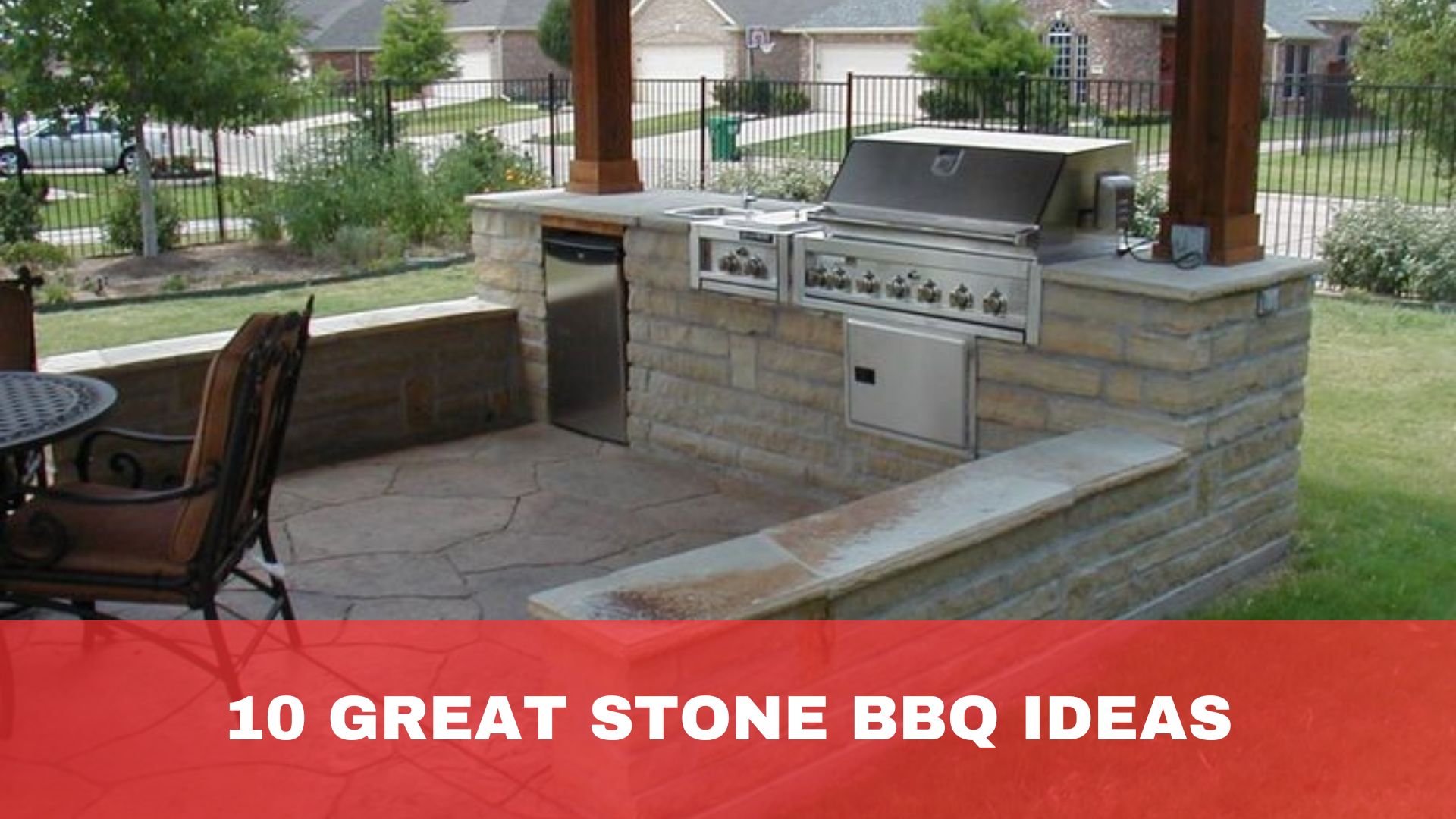 Outdoor stone bbq best sale