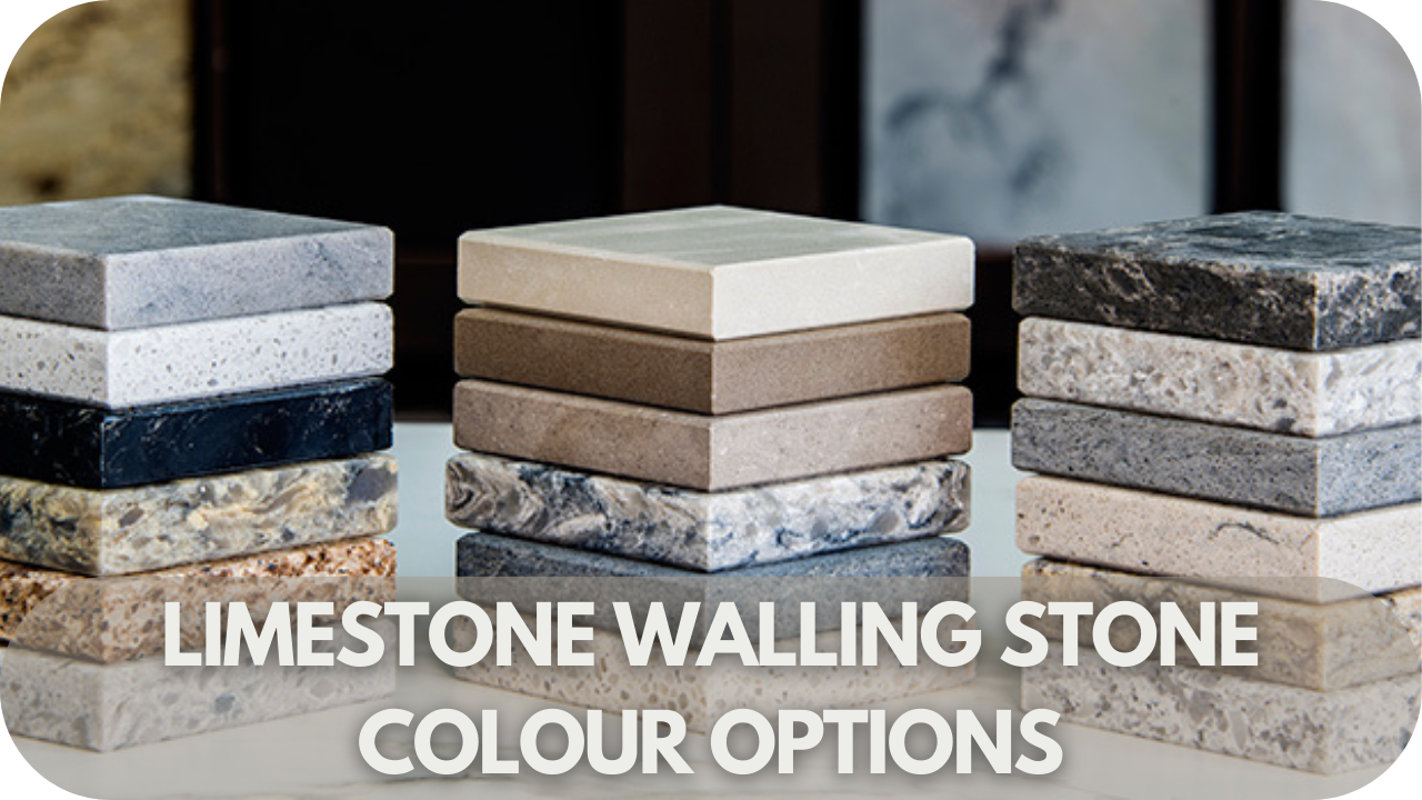 Limestone walling stone color options displaying a variety of natural shades, enhancing design versatility and aesthetic appeal.